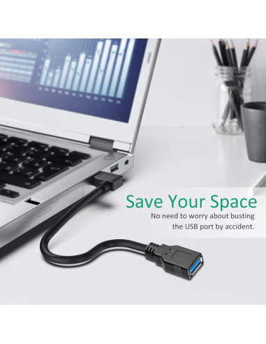 Cable Extensión USB 3.0 15cm SaiTech IT 2 Pk Ángulo Derecho