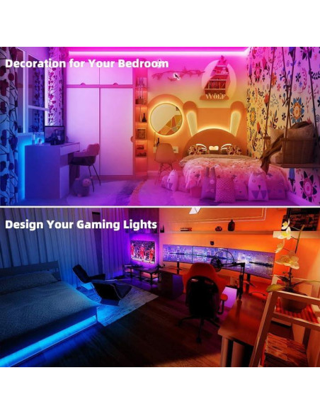 Tira LED RGB TJOY 15.24m con control remoto 44 teclas Tira LED RGB TJOY 15.24m con control remoto 44 teclas