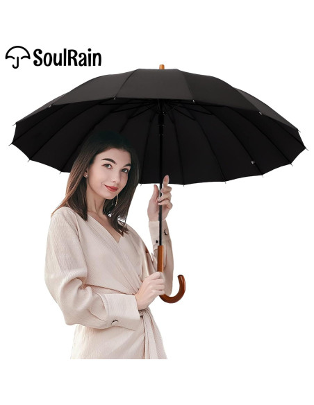 Paraguas Automático SoulRain 16 Varillas 122 cm Negro Paraguas Automático SoulRain 16 Varillas 122 cm Negro