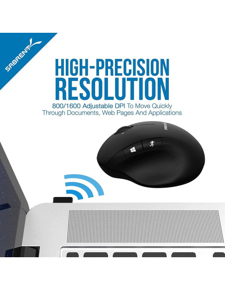 Ratón Inalámbrico Ergonómico SABRENT MS-WRCH 4D Recargable Ratón Inalámbrico Ergonómico SABRENT MS-WRCH 4D Recargable