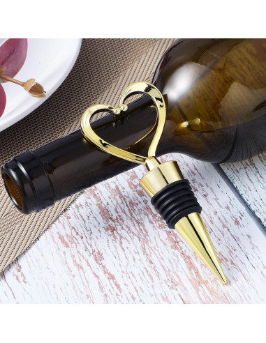 2 Tapones de Corazón para Vino COMNICO Dorado Reutilizables