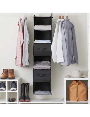Organizador de Closet Colgante Household Essentials 6 Estantes Negro