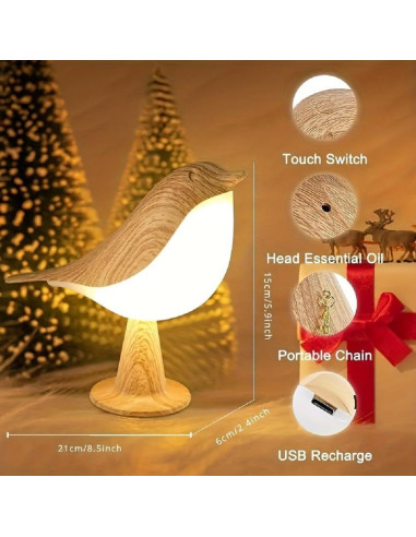Lámpara de Mesa Cordless Bird Deogos - Luz Nocturna 3 Colores