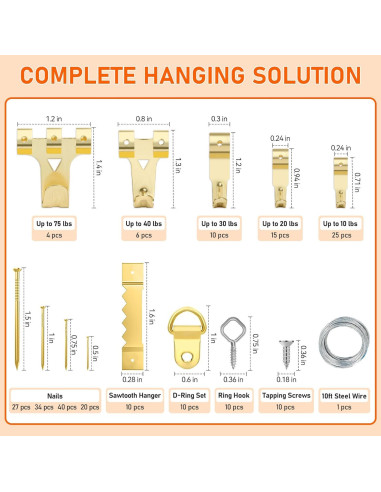 Kit de Colgar Imágenes TOYIEW 224 Piezas con Martillo y Nivel