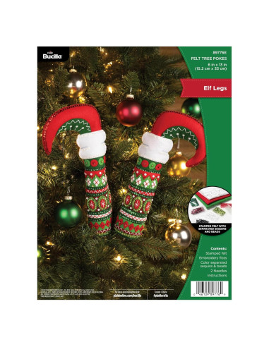 Kit de Manualidades Bucilla Pokes de Árbol Piernas de Elfo 15.24 cm