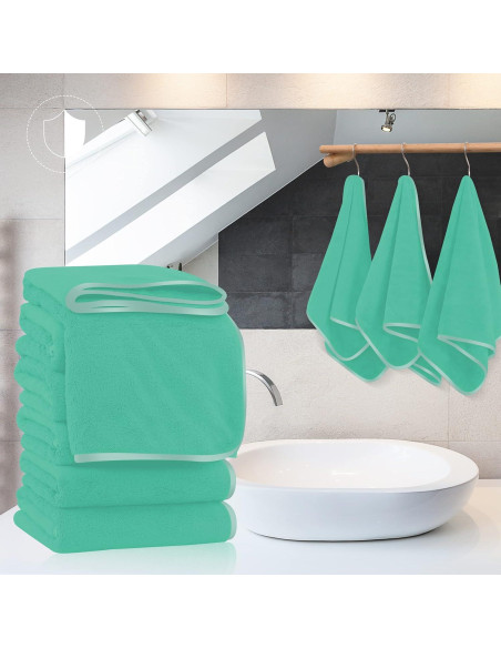 Set de 6 Toallas de Mano TENSTARS Microfibra Verde Aqua 40x71 cm Set de 6 Toallas de Mano TENSTARS Microfibra Verde Aqua 40x71 cm