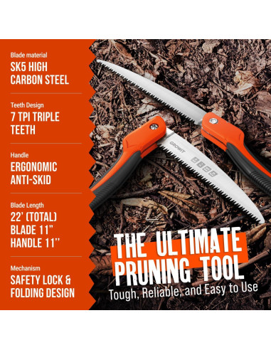 Sierra de Poda Plegable Craft911 23 cm Acero SK5 Mango Ergonómico