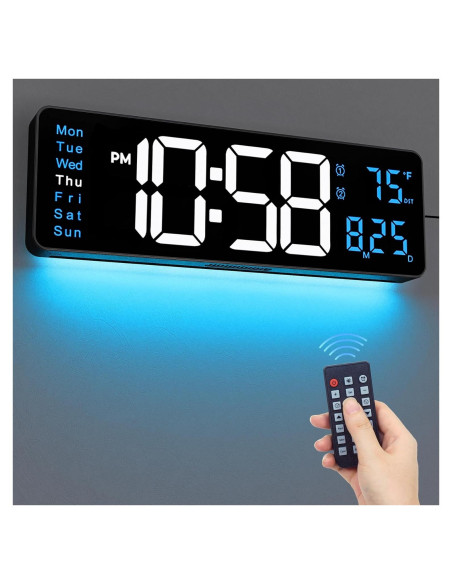 Reloj de Pared Digital CandyHome 39x13 cm con Control Remoto Reloj de Pared Digital CandyHome 39x13 cm con Control Remoto