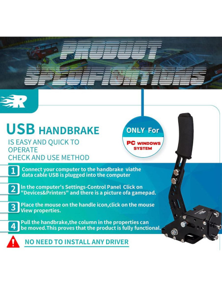 Freno de Mano USB CNRAQR para Simulador de Carreras PC 16Bit Freno de Mano USB CNRAQR para Simulador de Carreras PC 16Bit