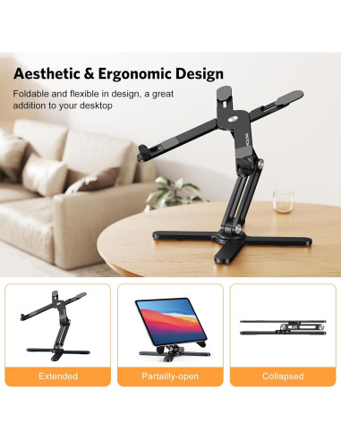 Soporte para Laptop OMOTON Rotatorio 360 Ergonómico Negro