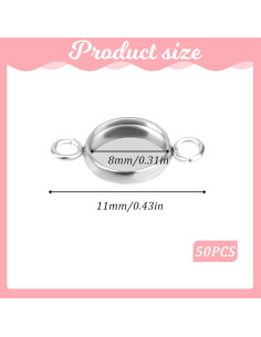 Juego de Bezel Redondo 50Pcs Acero Inoxidable 8mm Mozeat Lens 2