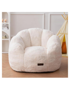 Silla Puff para Niños MAXYOYO Floral Beige, Relleno Espuma