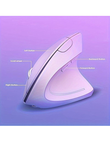 Ratón Ergonómico Inalámbrico ASOYIOL Púrpura 6 Botones 1000/1600 DPI