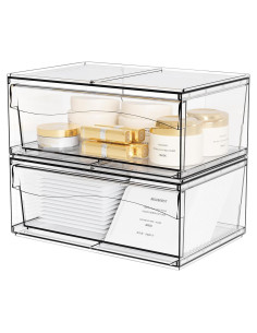 Cajones de Almacenamiento Apilables Yieach 2 Piezas Acrílico
