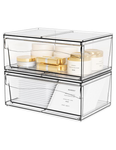 Cajones de Almacenamiento Apilables Yieach 2 Piezas Acrílico