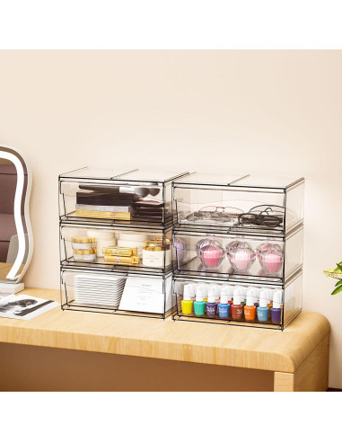 Cajones de Almacenamiento Apilables Yieach 2 Piezas Acrílico