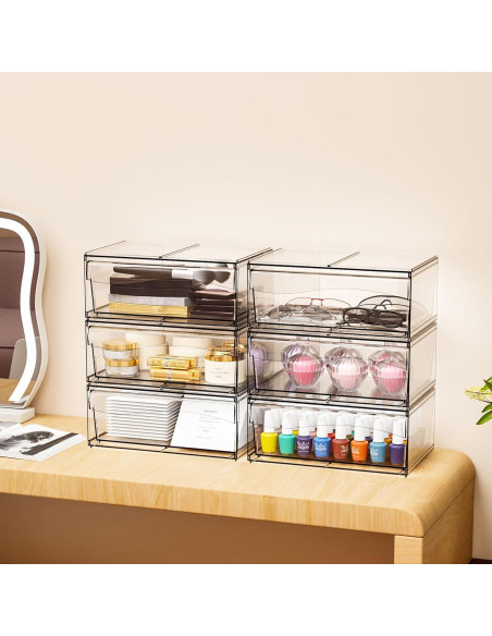 Cajones de Almacenamiento Apilables Yieach 2 Piezas Acrílico Cajones de Almacenamiento Apilables Yieach 2 Piezas Acrílico