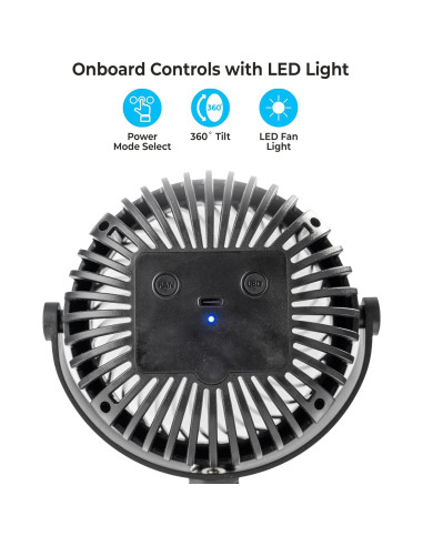 Ventilador Portátil Recargable Comfort Zone MTD08-BLK 10cm 3 Velocidades