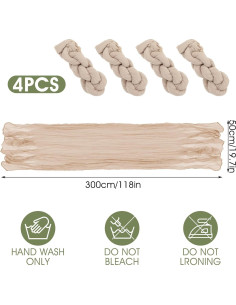 Paquete de 4 Caminos de Mesa de Gasa Beige 50x305 cm Abeillo 2