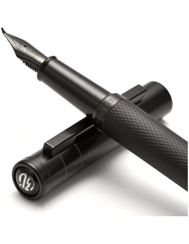 Pluma de Caligrafía Asvine Negra Punta Curvada con Estuche