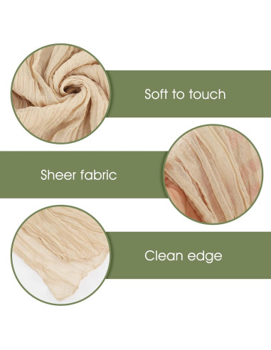 Paquete de 4 Caminos de Mesa de Gasa Beige 50x305 cm Abeillo