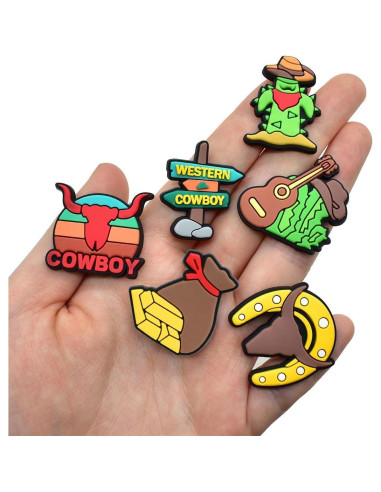 Juego de Charms de Zapatos PVC Vaquero del Oeste 24 Piezas