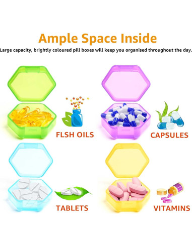 Organizador de Pastillas Pequeño TZLQAYS - 8 Estuches Coloridos