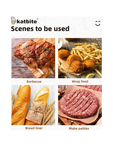 Papel para Hamburguesas Katbite 300 Hojas 15x15 cm Antiadherente