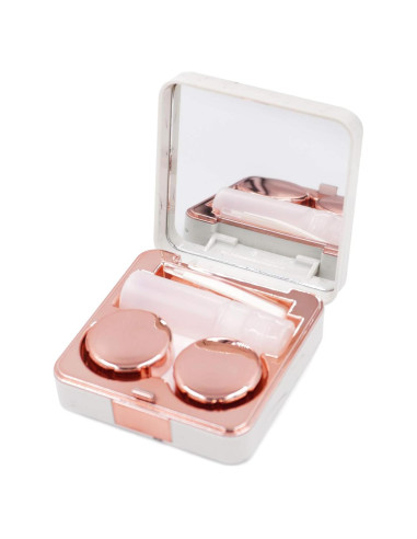 Estuche de Lentes de Contacto Honbay Cuadrado Dorado Rosa