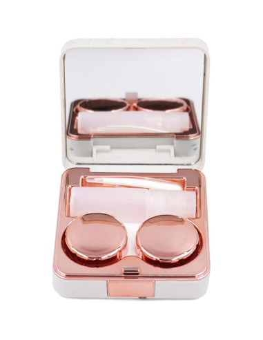 Estuche de Lentes de Contacto Honbay Cuadrado Dorado Rosa