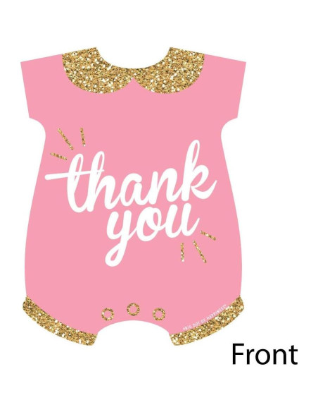 Set de 12 Tarjetas de Agradecimiento Baby Shower Rosa y Dorado Set de 12 Tarjetas de Agradecimiento Baby Shower Rosa y Dorado