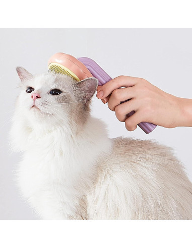 Cepillo de Aseo Autolimpiante para Gatos y Perros - Naranja/Rosa