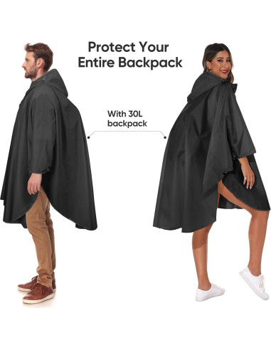 Poncho de Lluvia PTEROMY Impermeable Adulto Unisex con Capucha