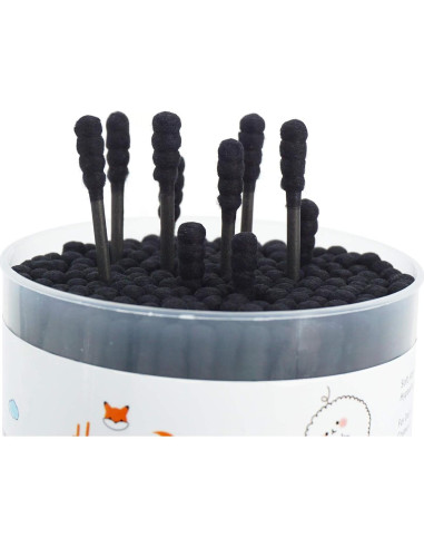 Hisopos de Algodón Orgánico HOMEFOX - 200 Unidades Negros
