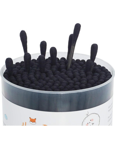 Hisopos de Algodón Orgánico HOMEFOX - 200 Unidades Negros
