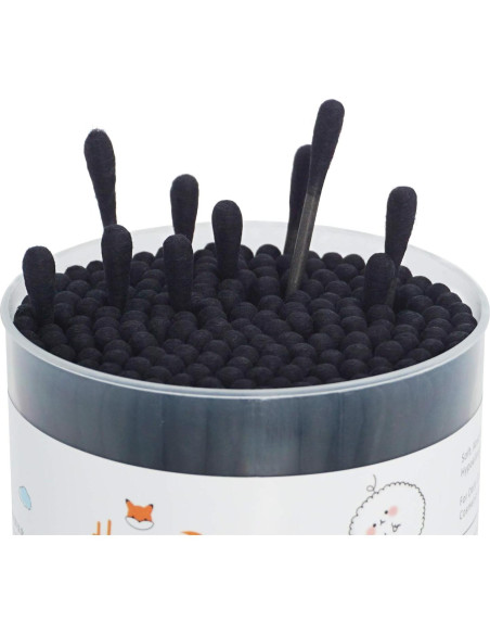 Hisopos de Algodón Orgánico HOMEFOX - 200 Unidades Negros Hisopos de Algodón Orgánico HOMEFOX - 200 Unidades Negros