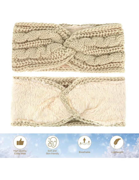 Diademas de Invierno CAVETEE 2 Piezas para Mujeres - Orejeras de Ganchillo Suaves Diademas de Invierno CAVETEE 2 Piezas para Mujeres - Orejeras de Ganchillo Suaves