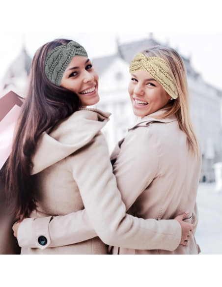 Diademas de Invierno CAVETEE 2 Piezas para Mujeres - Orejeras de Ganchillo Suaves Diademas de Invierno CAVETEE 2 Piezas para Mujeres - Orejeras de Ganchillo Suaves