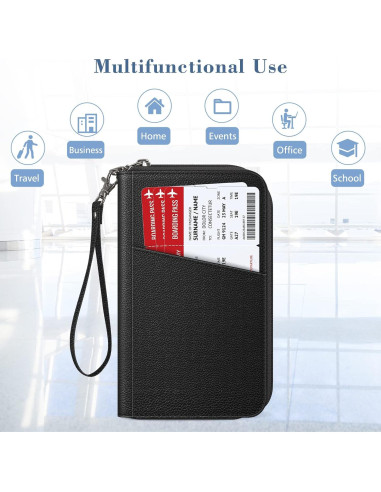 Cartera de Pasaporte Fintie Unisex con Bloqueo RFID - Negro