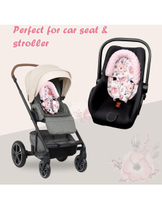 Reposacabezas para Silla de Auto Bebé Terciopelo Floral Rosa 2