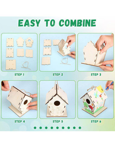 Paquete de 24 casas de pájaros de madera DoubleFill 11 cm