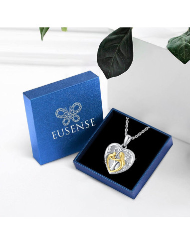 Collar de Medallón Corazón 14K Oro y Plata 925 - Amor Familiar
