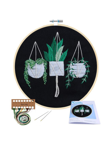 Kit de Bordado Completo KISSBUTY con Patrón de Plantas 20cm