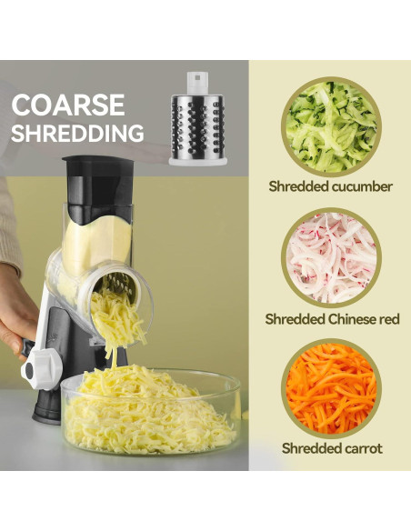 Rallador de Queso Manual EDEFISY con 3 Cuchillas Intercambiables Rallador de Queso Manual EDEFISY con 3 Cuchillas Intercambiables