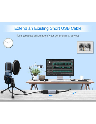 Cable Extensión USB 3.0 BlueRigger 0.9m 5 Gbps Macho a Hembra