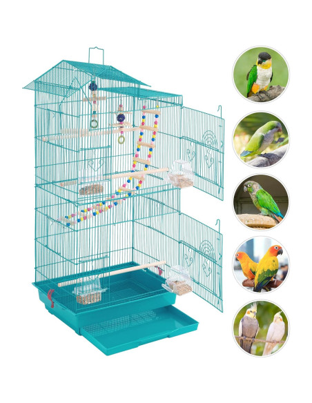 Jaula para Pájaros Yaheetech 45.72x35.56x99.06cm con Juguetes Jaula para Pájaros Yaheetech 45.72x35.56x99.06cm con Juguetes