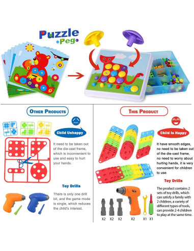 Juego de Taladro Eléctrico Haifeng 235 Piezas STEM para Niños