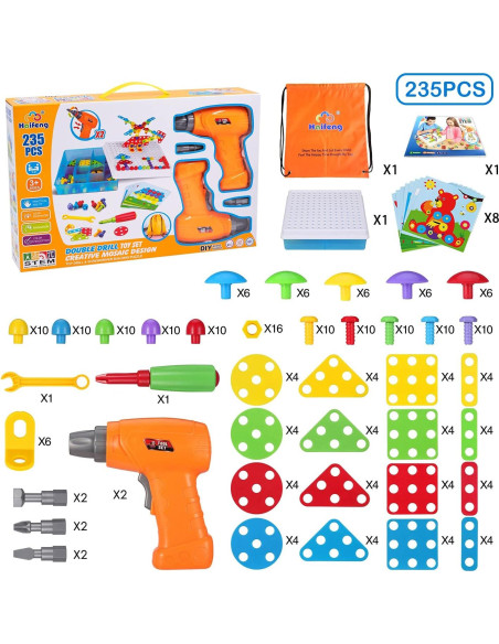 Juego de Taladro Eléctrico Haifeng 235 Piezas STEM para Niños Juego de Taladro Eléctrico Haifeng 235 Piezas STEM para Niños