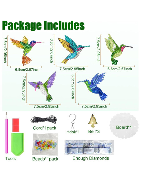 Kits de Pintura de Diamante Colibrí JeCuiK 3D Decoración Jardín