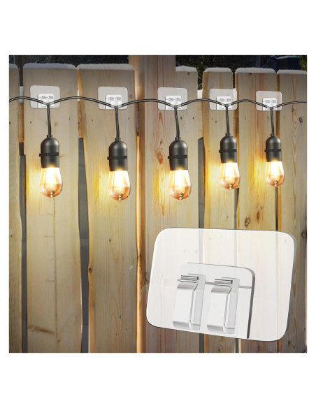 20 Ganchos Adhesivos para Luces de Cuerda Moonateen - Impermeables 20 Ganchos Adhesivos para Luces de Cuerda Moonateen - Impermeables